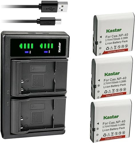 Miniatura 8 de Kastar Paquete de 1 batería NP-40 y cargador USB LTD2 de repuesto para Minolta MND50 48 MP  4K Ultra HD, Minolta MN40WP 48MP pantalla doble,
