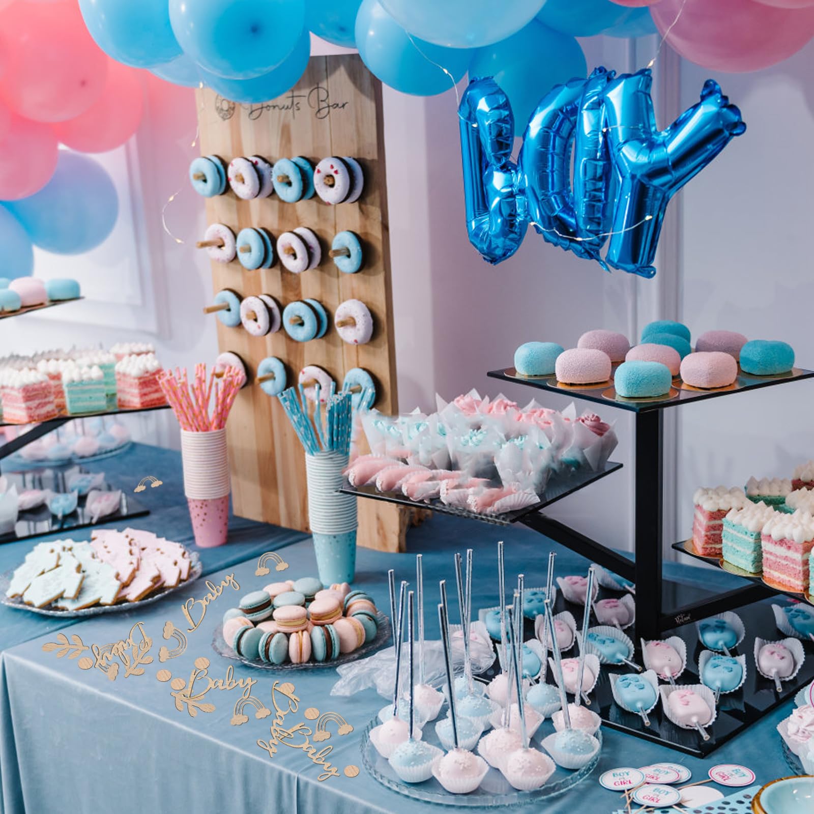 100 Stück Baby-Streudeko Aus Holz – Fußabdrücke, Sterne, Babyschuhe Für Babyparty Deko | Tischkonfetti Für Baby Shower, Gender Reveal