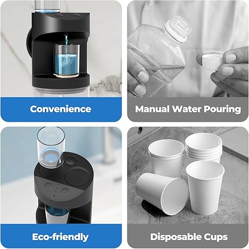 Miniatura 7 de Dispensador automático de enjuague bucal, dispensador de enjuague bucal de 18.6 fl oz (19.35 onzas) para baño con vasos magnéticos, 3 niveles de