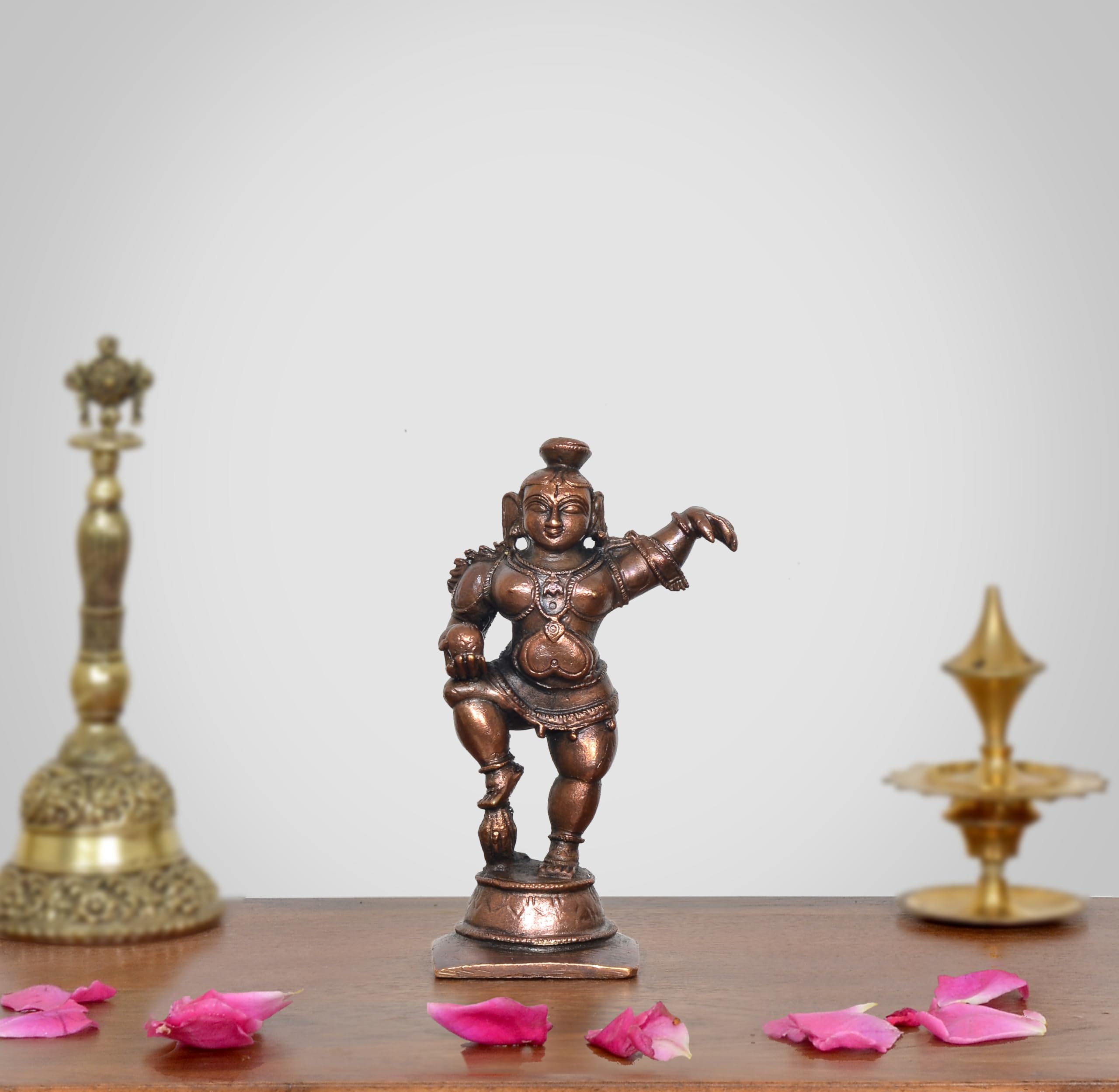 Statue Bal Krishna dansant en cuivre Laddu Dattatreya sculpture maison bureau 10cm