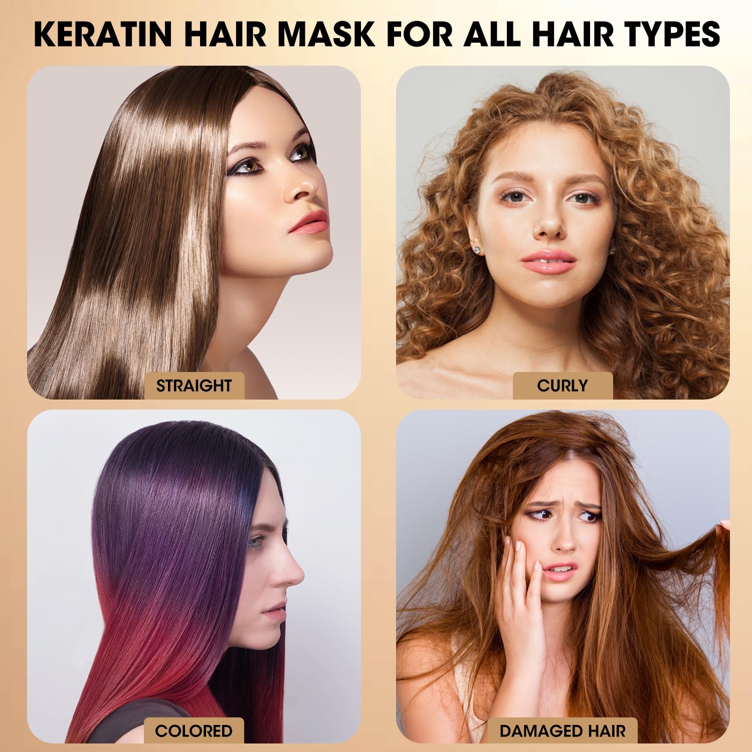 Keratin Hair Mask Deep Conditioner - Argan Oil & Protein Repair for Dry Damaged Hair - Long Lasting Microcapsule Fragrance - Hydrating Treatment for Frizz Control, 17.5 Oz (500ml) - Image 9