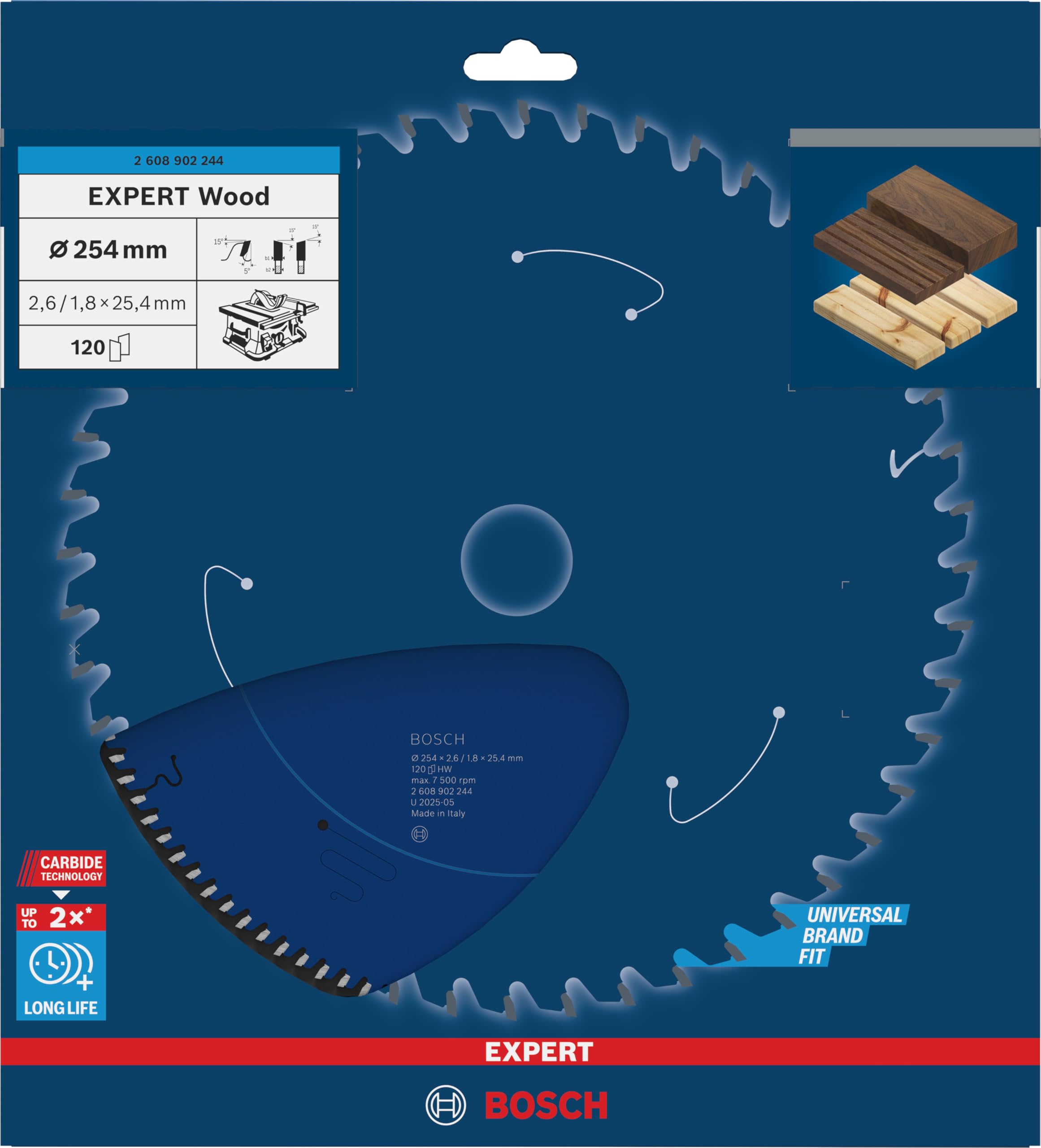 Bosch 1 hoja de sierra circular EXPERT Wood para sierras circulares de mesa (para madera blanda, madera dura, diámetro mm, accesorio profesional, sierra circular de mesa con cable)
