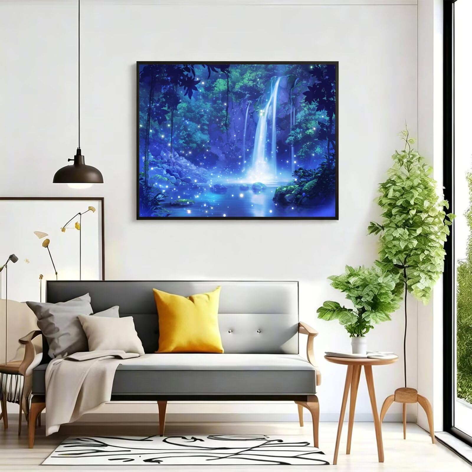 Pintar por Numeros Cascada Pinturas Acrilicas paisaje Pintura por Numeros Lienzos para Pintar, Pintura Acrilica Manualidades, Decoración para Hogar, Regalos Cumpleaños, 90x120cm Sin Marco, q-712