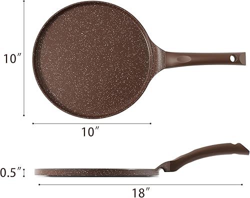 Miniatura 6 de SENSARTE - Sartén antiadherente para crepe, revestimiento de granito suizo Dosa, plano, plancha Tawa de 10 pulgadas con mango que se mantiene frío,