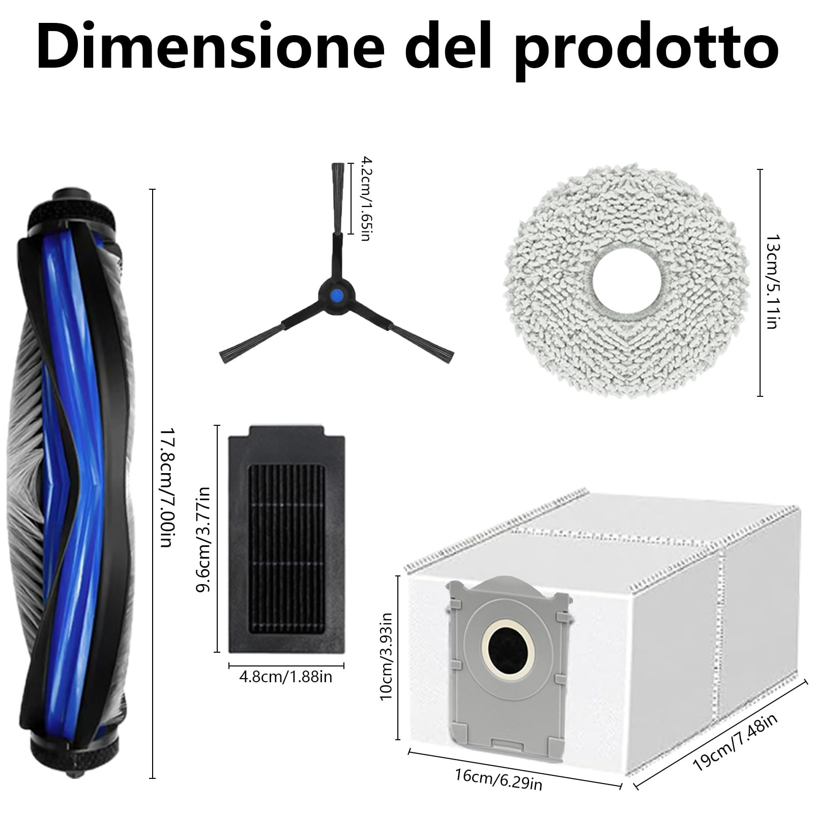 Accessori da 21 Pezzi per Ecovacs Deebot T50 Pro Omni Gen2, T50 Omni, T50 Omni Gen2, T50 Pro Omni, T50 Pro Aspiratore Pezzo di Ricambio, T50 Set di Accessori
