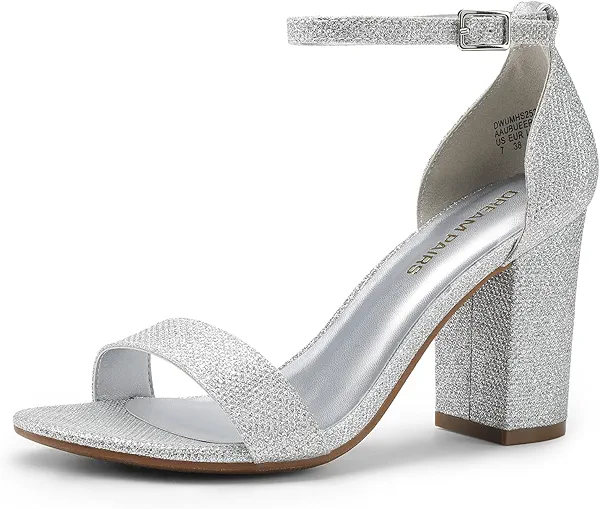 DREAM PAIRS Heels for Women Chunky Block Heel Open Toe Ankle Strap 3.5 Inch Heeled Sandals for Party Date Wedding