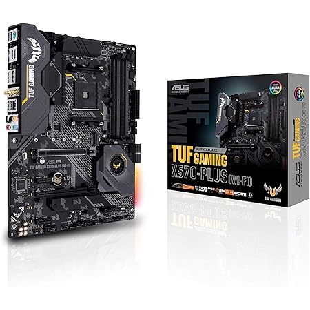 ASUS TUF Gaming X570-Plus (Wi-Fi) ATX Motherboard, AMD Socket AM4, AM4, Ryzen 3000, 12+2 Dr. MOS, PCIe 4.0, M.2, DDR4, LAN, HDMI, DP, USB 3.2, Aura Sync RGB , Black