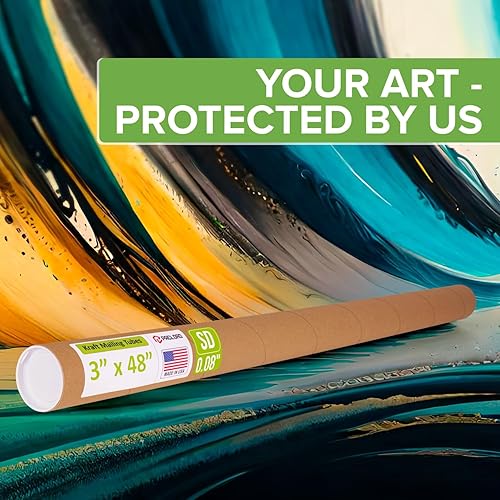 Miniatura 25 de Tubos de correo de papel kraft reforzado de 3 x 24 pulgadas, paquete de 4 tubos con 2 tapas cada uno, tubo de cartón fabricado en Estados Unidos