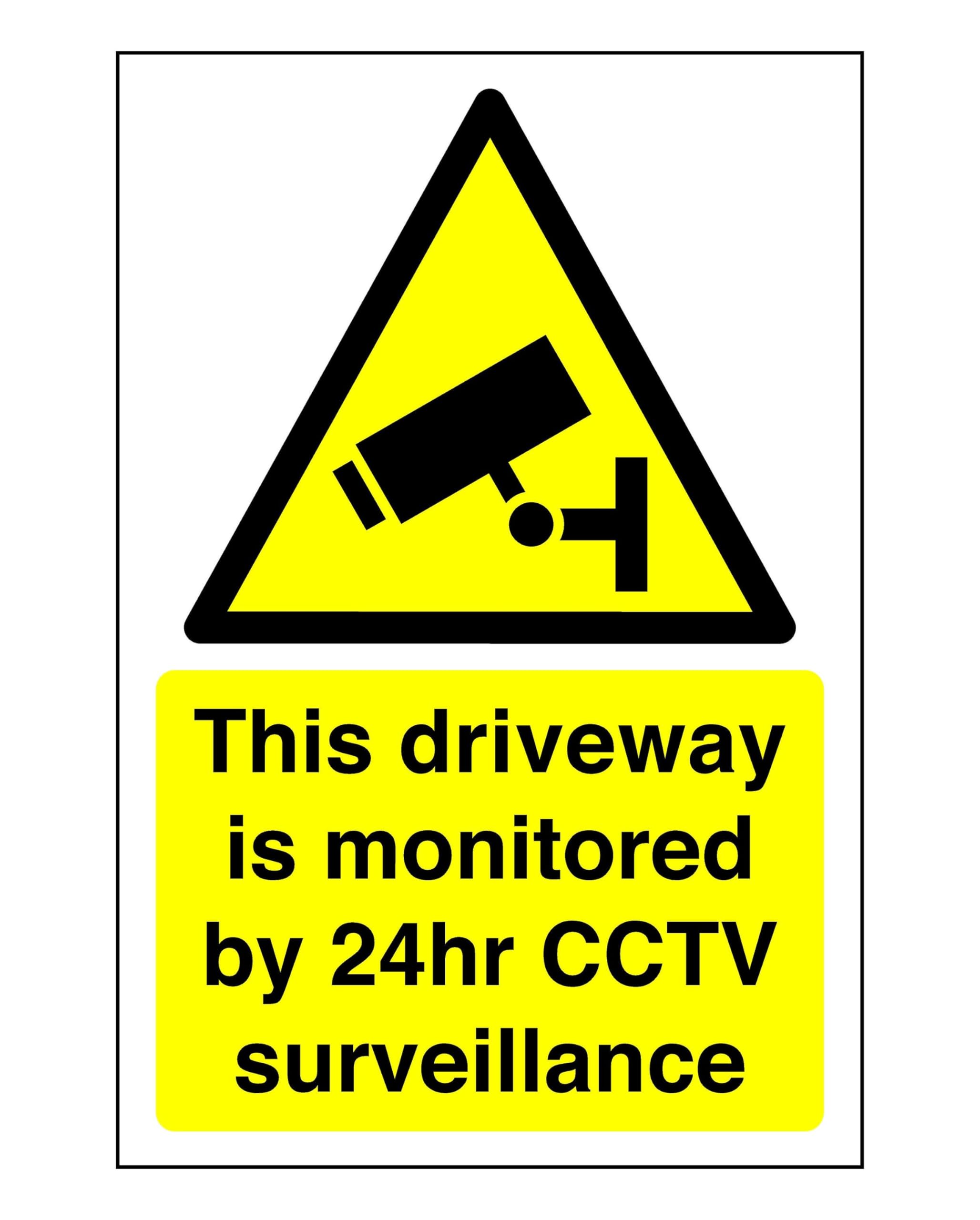 Safety First Display Ltd Yellow/Black This Driveway Is Monitored By 24Hr Cctv Surveillance Sign - High Tack Self-Adhesive Sticker (150Mm X 100Mm) Viewing Distance Within 3M.