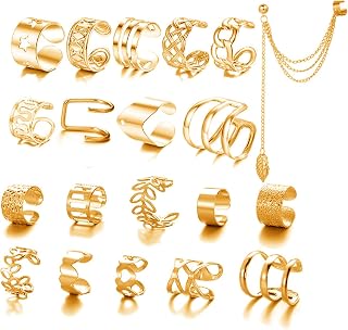 Ear Cuff, 20PCS Non-Piercing Ear Cuffs, Gold Leaf Hollow Multi-Layer Earrings, Adjustable C-Shaped Cartilage Clips for Wom... Price In India
