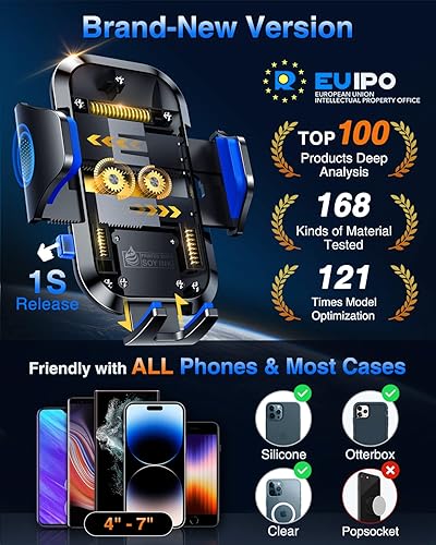 Miniatura 7 de VANMASS - Soporte universal para teléfono de automóvil súper ventosa Soporte para teléfono de salpicadero manos libres ventilación de aire soporte