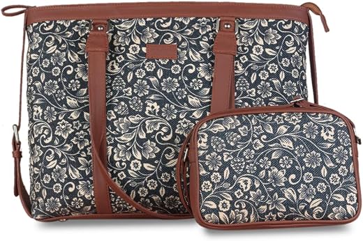 ZOUK Women's Vegan Handcrafted - Office Bag and Shoulder Tote Bag Combo | Office| College| Women