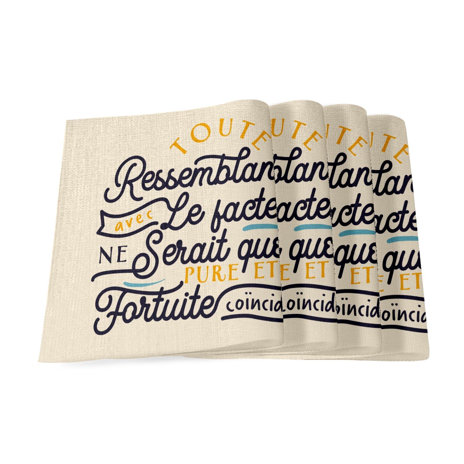 Set de table en lin grand format pour protéger des taches avec humour et style