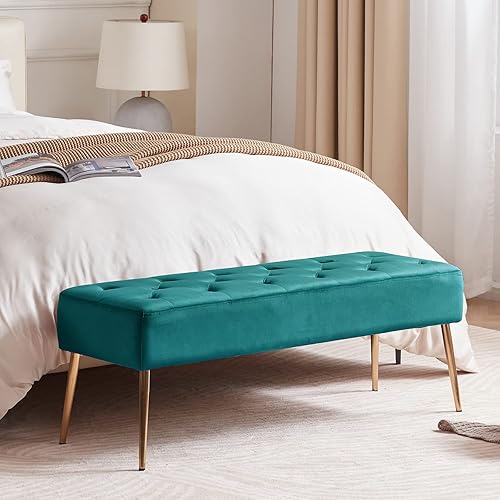 Miniatura 98 de DUHOME Banco otomano tapizado con botones, banco tapizado para dormitorio, reposapiés, banco de acento para entrada, comedor, sala de estar, Negro