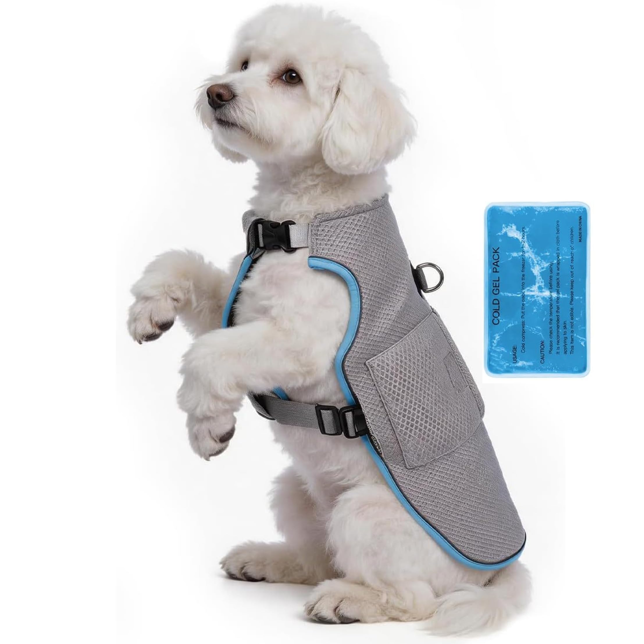 Chaleco de refrigeración para perros arnés ajustable con bolsa de hielo para mascotas M
