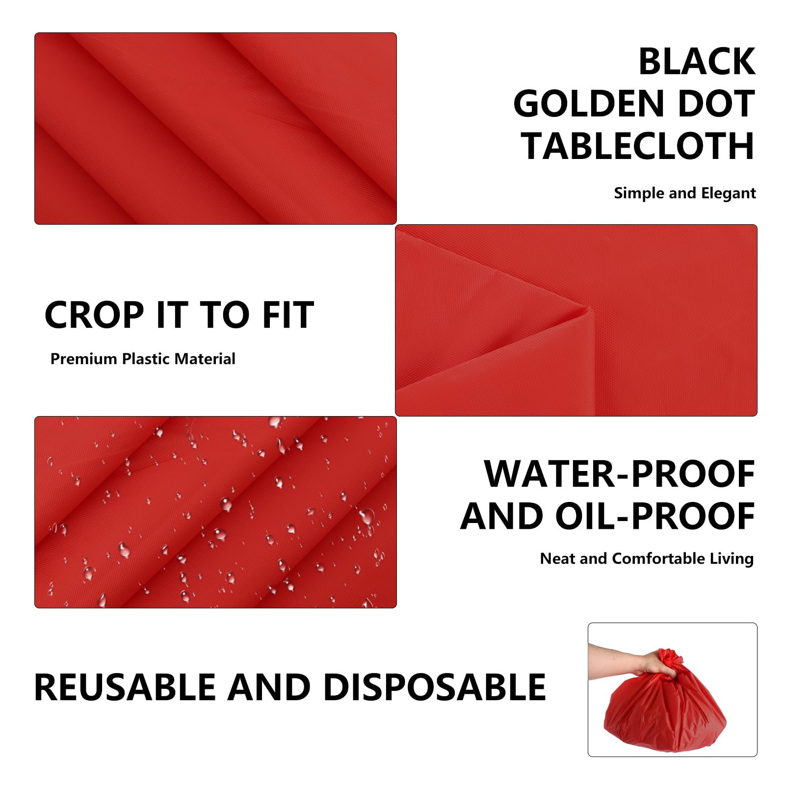 SHUESS Confezione da 15 tovaglie rotonde usa e getta da 213 cm, in plastica, rotonde, usa e getta, colore rosso, per tavoli circolari, matrimoni, banchetti, feste di compleanno