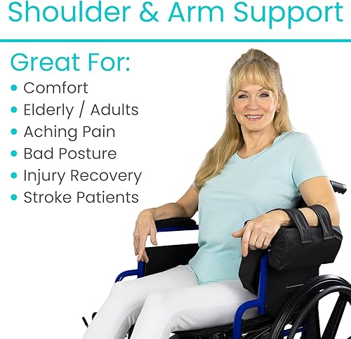 Miniatura 5 de Vive Comedero de apoyo lateral para silla de ruedas (1 unidad) - Cojín para reposabrazos - Accesorio de almohada para reposabrazos y codos para