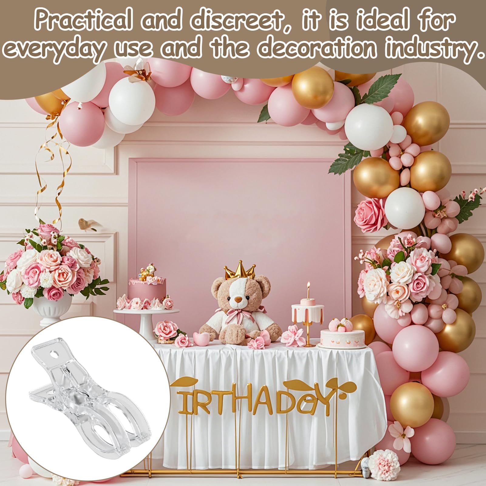niusility 10pcs Balloon Arch Clips, Large Spring Clips, Transparent Spring Clamps, Plastic Heavy Duty Clamps - Image 7