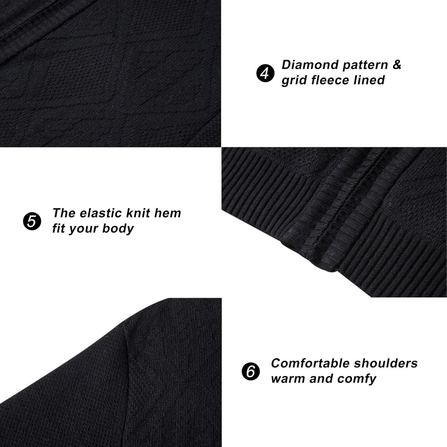 VtuAOL Men's Cardigan Sweaters Full Zip Sweaters Stand Collar Casual Knitted Cardigan with Pockets - Image 4