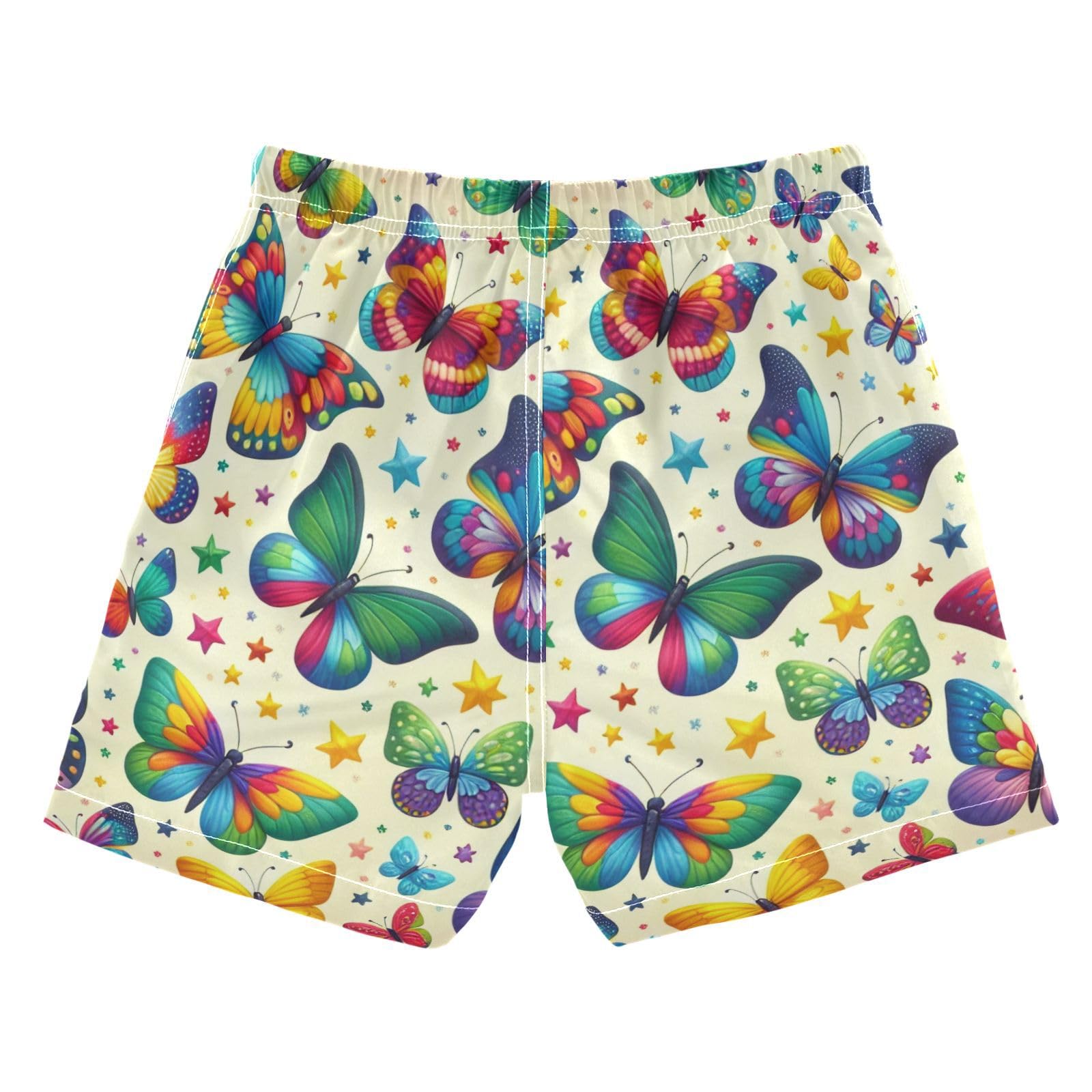 FLildon Colorful Butterflies Little Boys Swim Trunks with Mesh Lining Quick Dry Beach Board Shorts, 3T