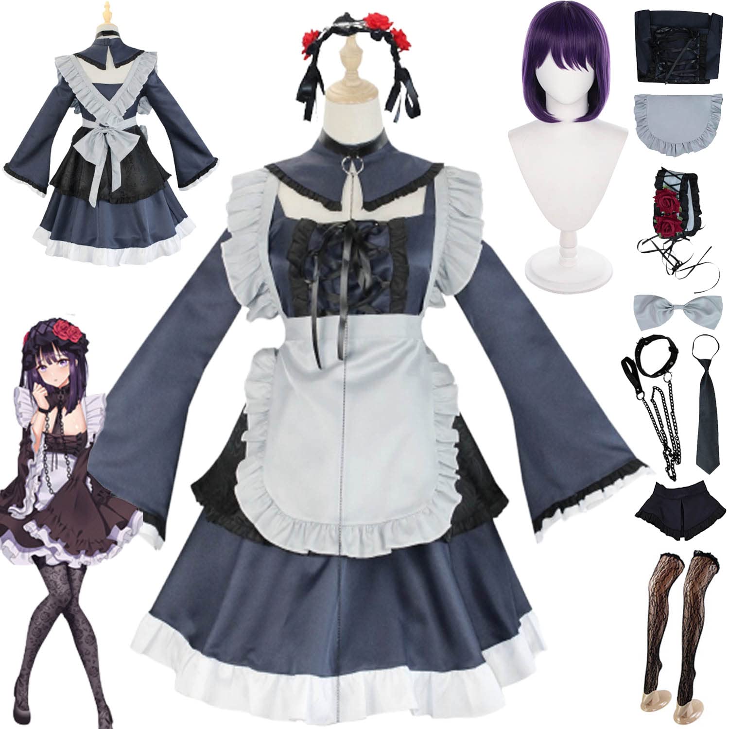 Anime My Dress-Up Darling Marin Kitagawa Cosplay Costume Vestito Gioco di Ruolo Uniforme Set Completo Halloween Carnevale Festa Dress Up Suit con Parrucca per Donne