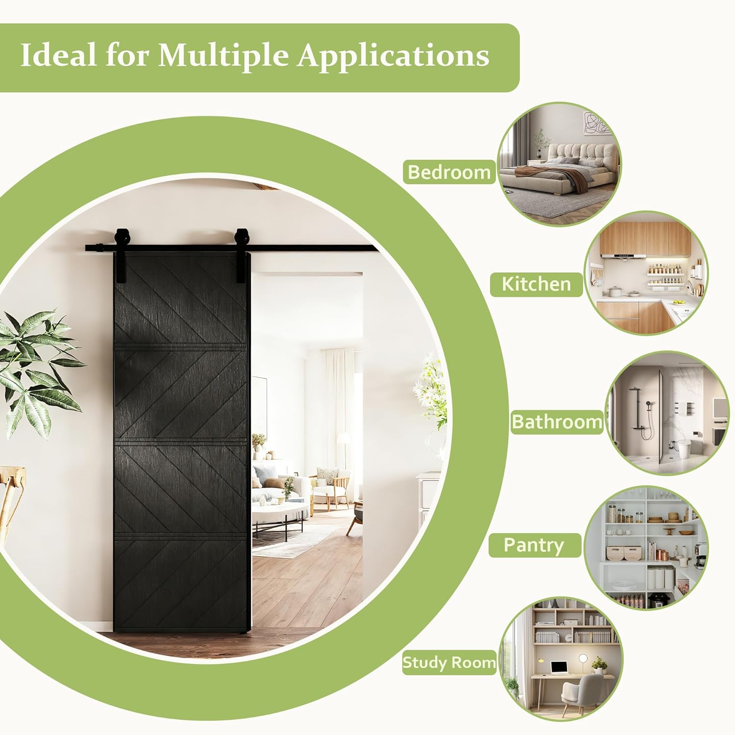 BARNER HOME 30in X 84in Sliding Barn Door, MDF, with Waterproof Surface, DIY Assemble, Pre-drilled Barn Door Slab with Installation Hardware Kit,Black