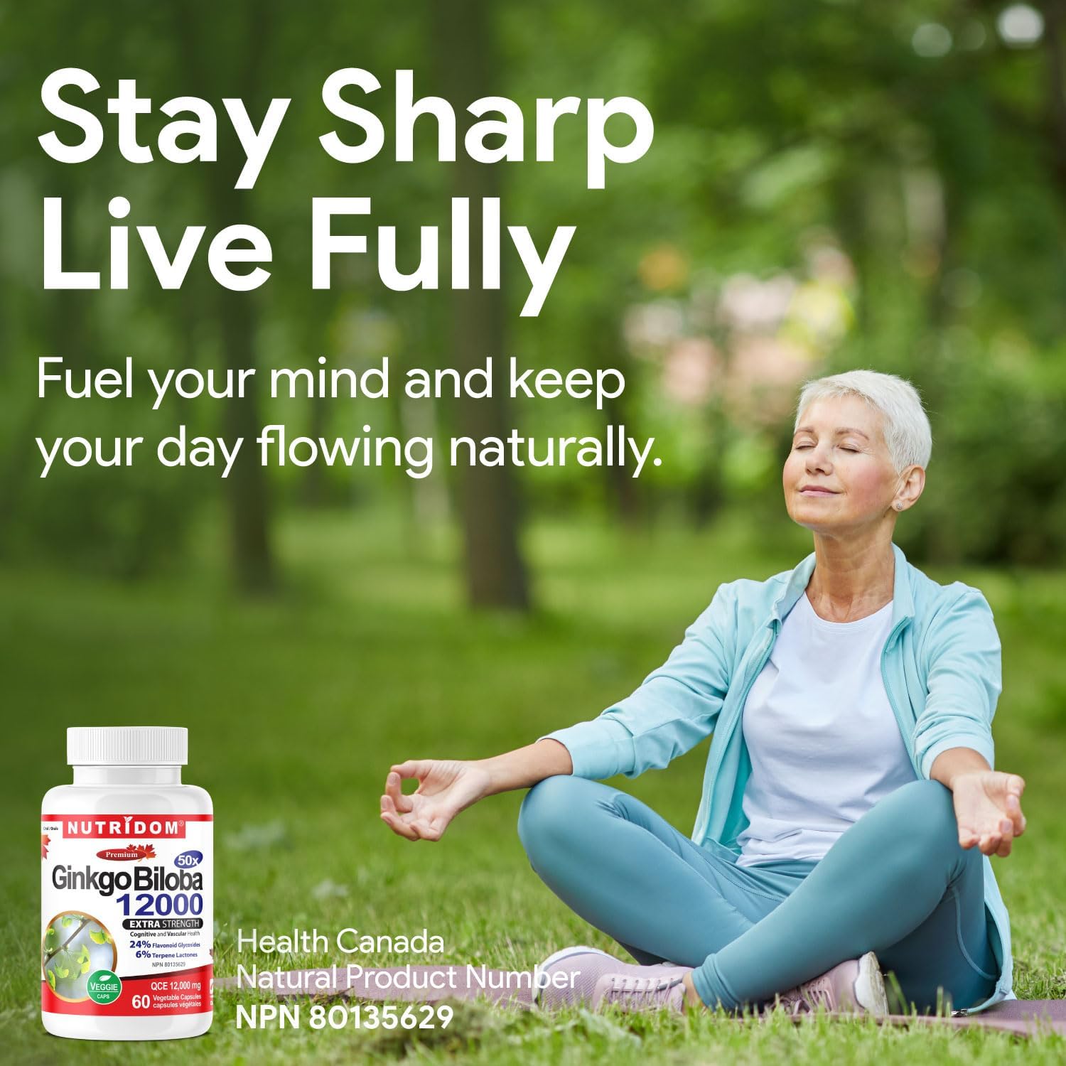 Nutridom Ginkgo Biloba 12000 mg – Extra Strength 24% Flavonoid, 6% Terpene – Memory, Focus & Circulation Support – Non-GMO, Vegan, 60 Capsules (60 Day Supply) - Image 4