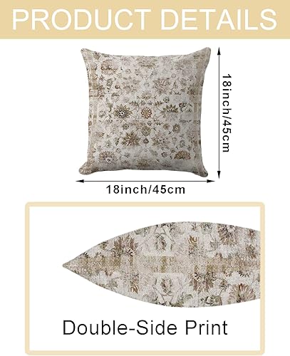 Miniatura 6 de Fundas de almohada étnicas bohemias de 18 x 18 pulgadas, diseño de alfombra turca vintage súper suave, fundas de cojín bohemias para granja, sala de