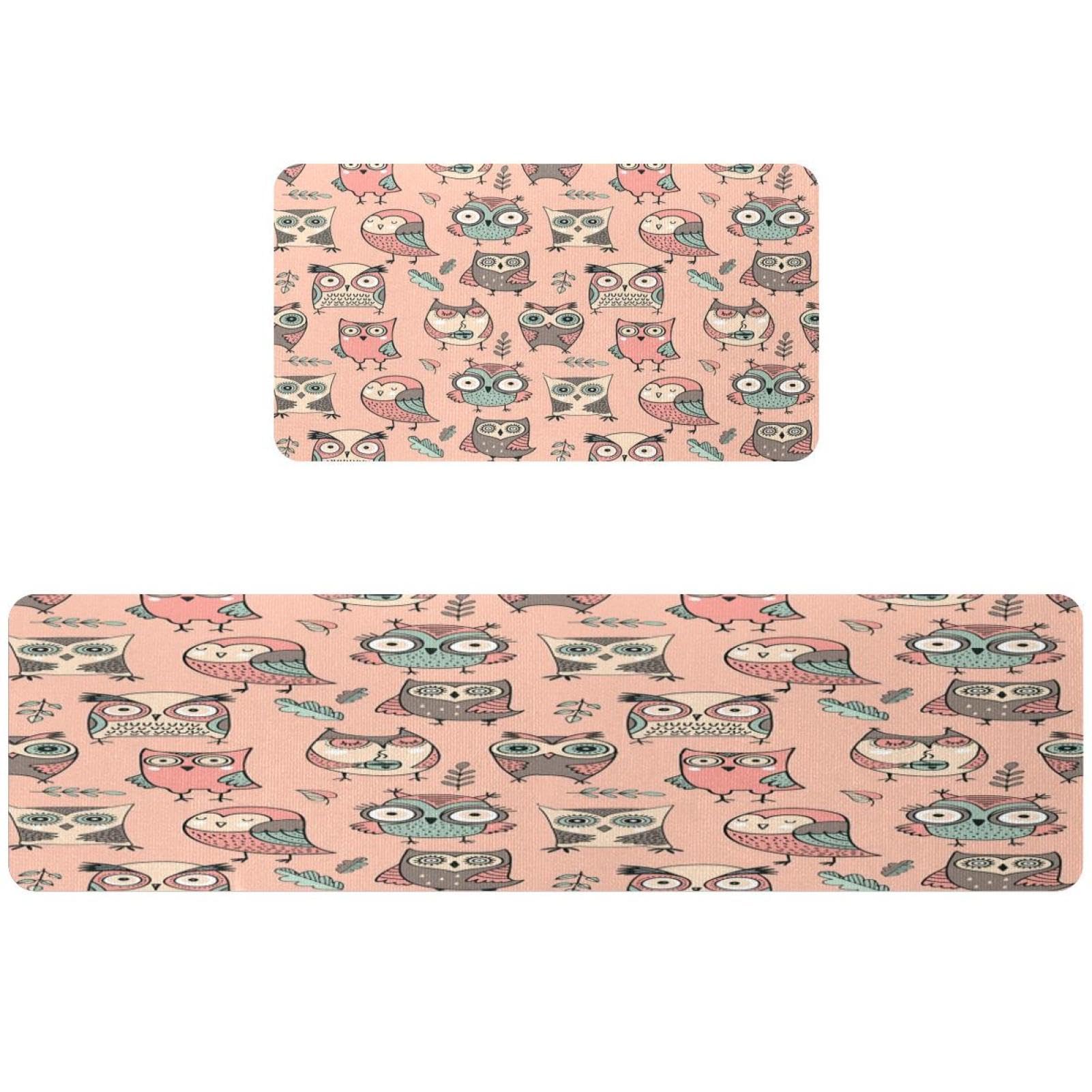 Alfombras de cocina VAPOKF lavables de búhos juego de 2 alfombrillas antideslizantes