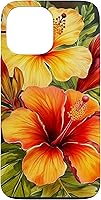 Vista 24 de Hawaiian Tropical Yellow Red Hibiscus Plumeria Case for iPhone 17