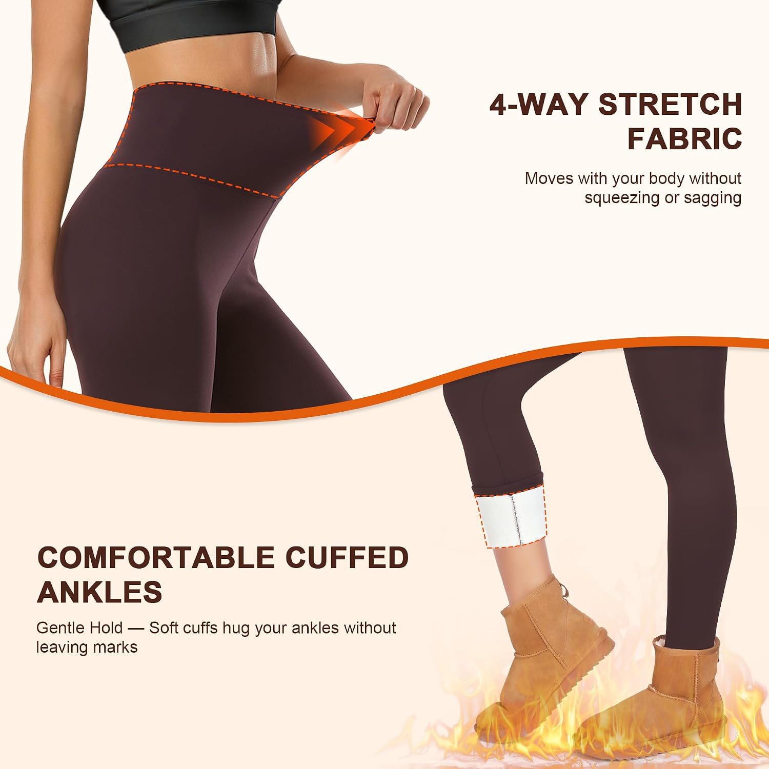 DHSO Fleece Lined Leggings Women - Thick Winter Thermal Warm Pants