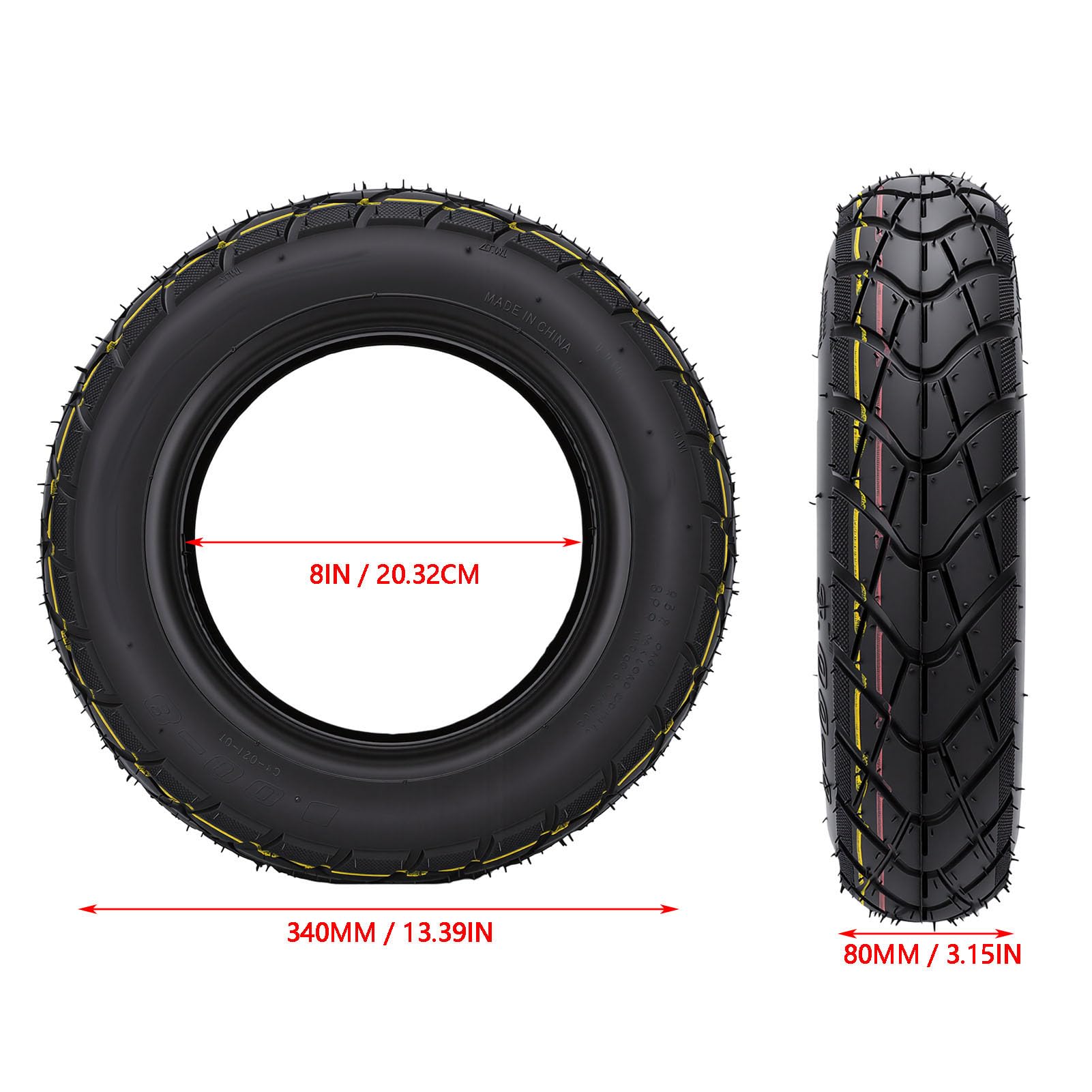 banapoy Neumático sin Cámara 3.00-8 para Scooter Eléctrico, Silla Ruedas