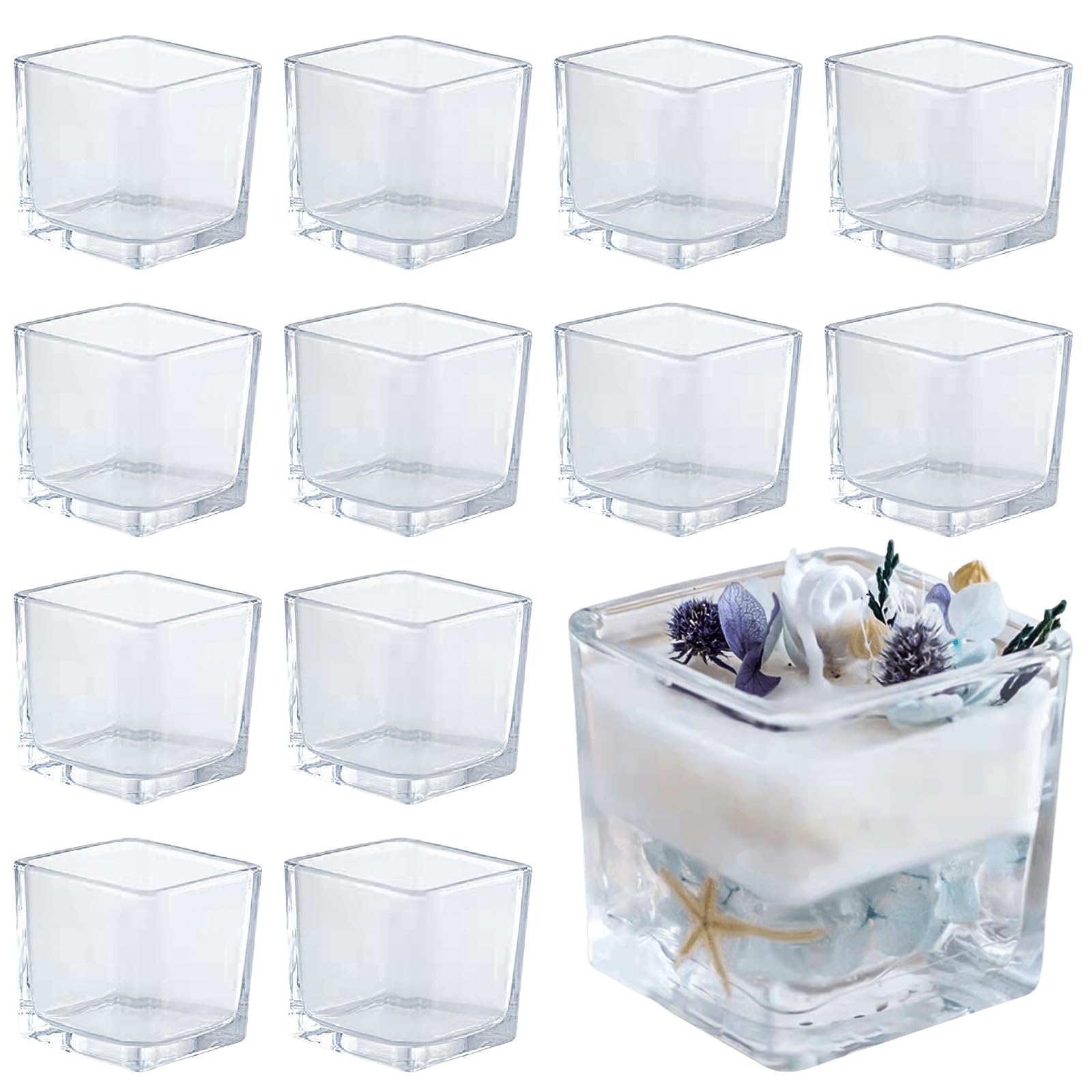 Confezione 12 Portacandele In Vetro Trasparente Per Tealight – Diametro 4,5 Cm – Perfetti Per Decorazioni Fai-da-Te, Matrimoni E Feste