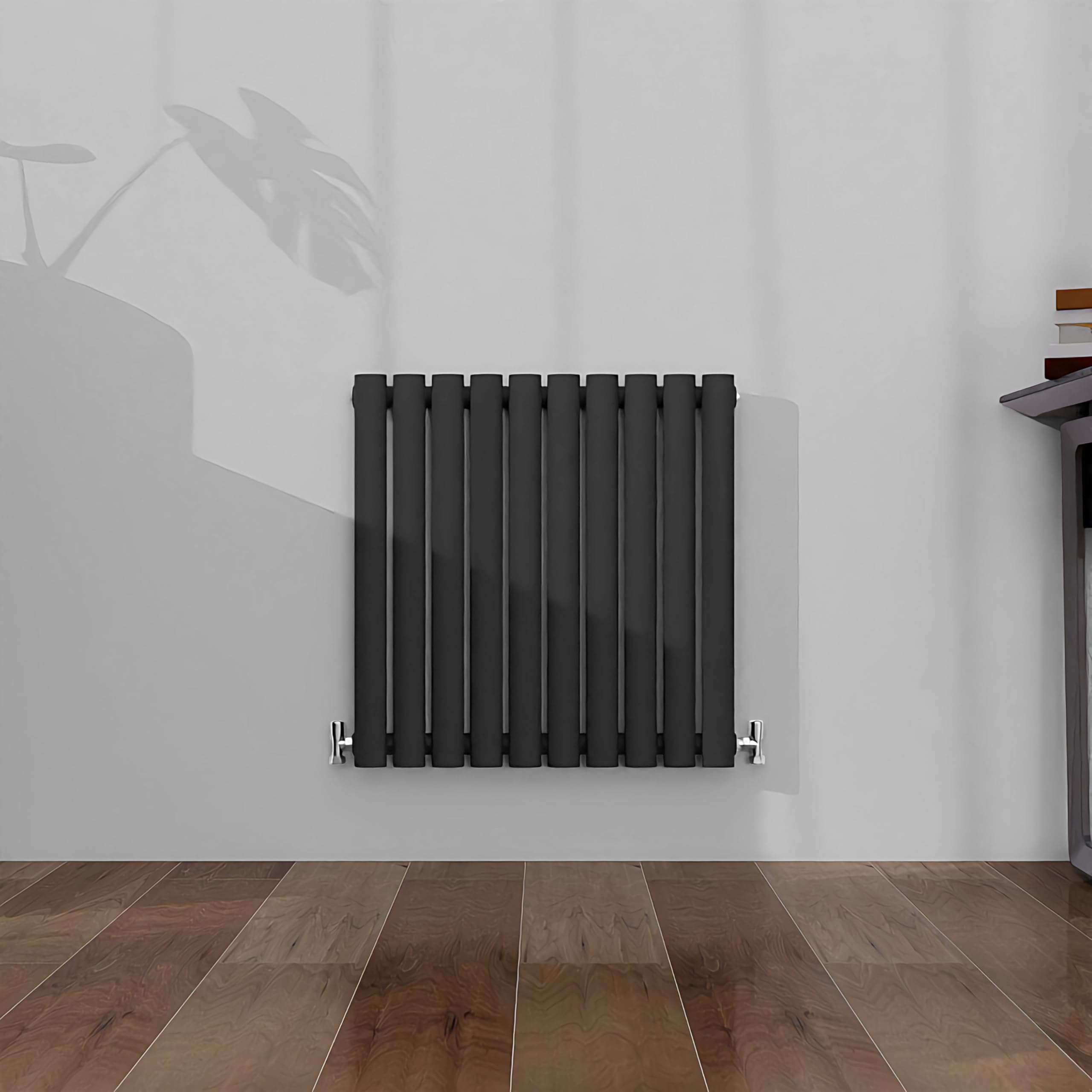 SLINE SANITARY Horizontal Oval Column Rradiator Bathroom Central Heating Anthracite 600×590mm Single Panel Radiator