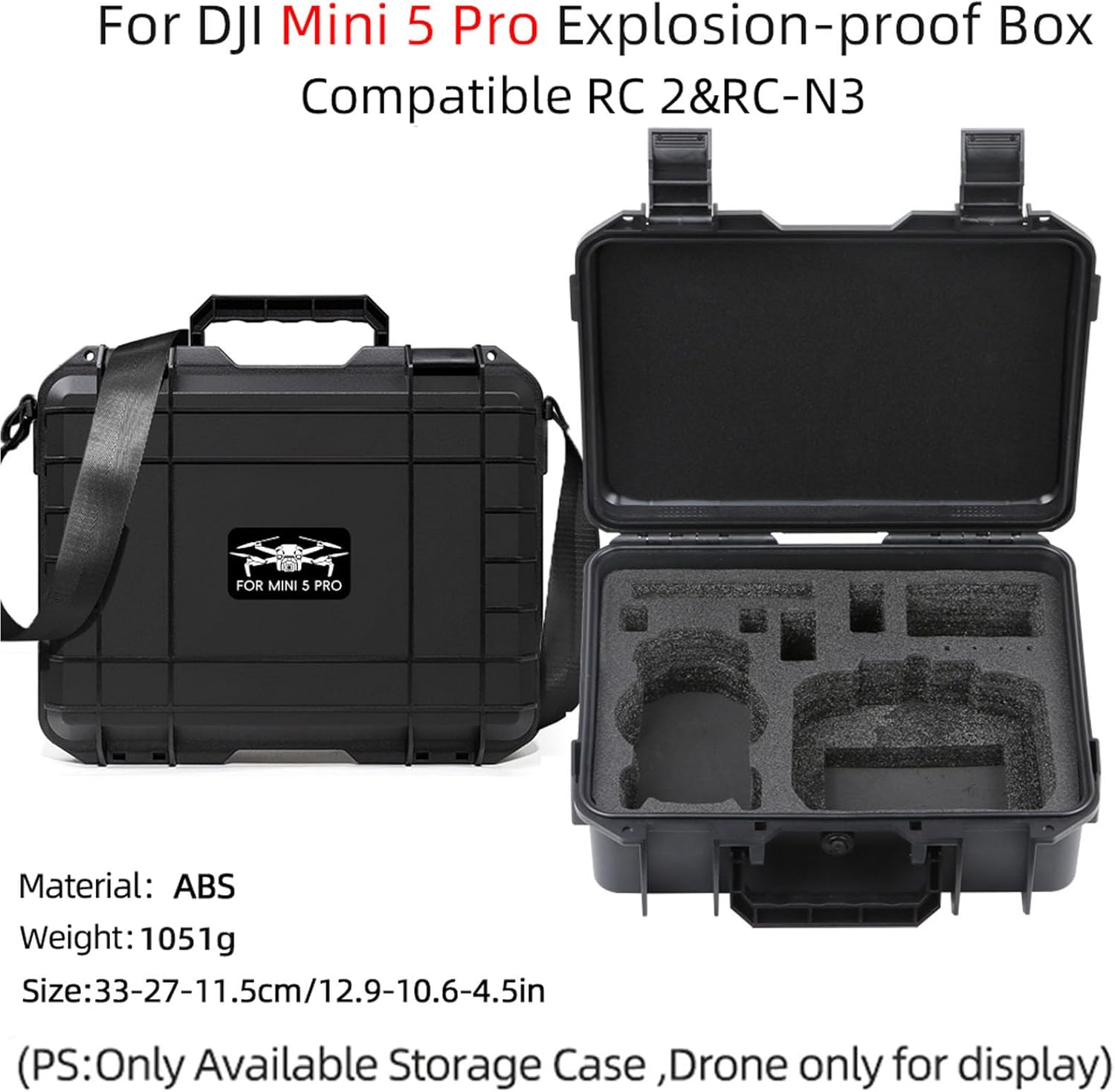 Mini 5 Pro Hard Carrying Case, Portable Travel Storage Case for DJI Mini 5 Pro Accessories for RC 2/RC-N3 Controller - Image 4