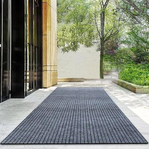 Miniatura 6 de Tapete antideslizante con patrón de rayas, absorbente de agua, para cocina, baño, color negro y gris, para uso doméstico, duradero, cómodo, al