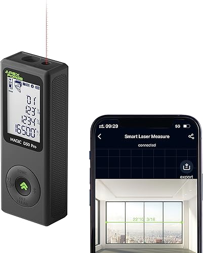 APEXFORGE Magic D50 Nano Bluetooth - Medida láser Bluetooth, medición en tiempo real de 165 pies, recargable tipo C, múltiples unidades, LCD