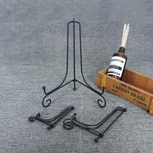 Miniatura 4 de LIONWEI LIONWELI Paquete de 6 soportes de exhibición de hierro, soporte de placa de caballete de hierro negro para mostrar imágenes, platos, libros