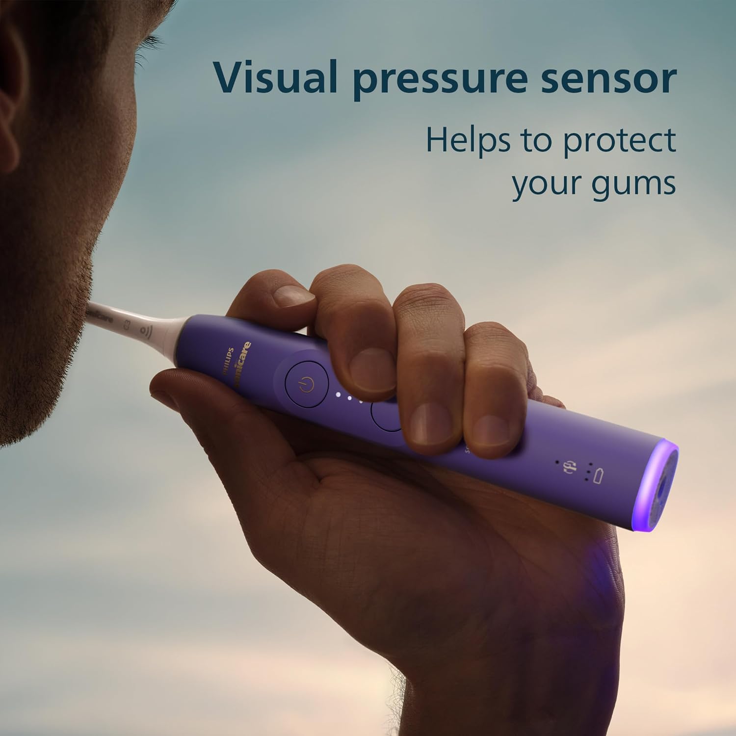 Philips Sonicare 6500 Series Electric Toothbrush - Next-Generation Sonicare Technology, Pressure Sensor, 9 Brushing Settings, SmarTimer, BrushPacer, 21-Day Runtime, Travel Case, Purple, HX7417/05