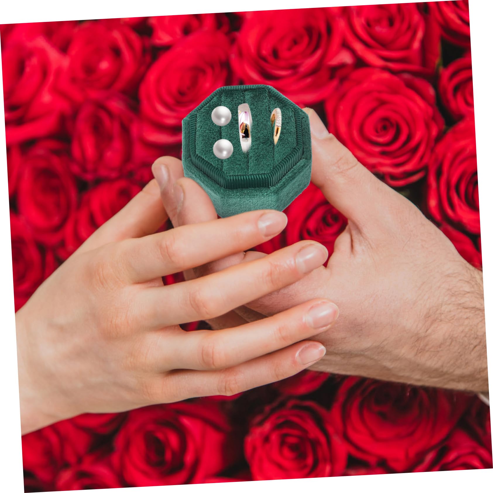 GALPADA 4pièces Boîte à Anneaux Octogonale De Luxe Présentoir Pour Anneaux Pour Fiançailles Mariages Et De Saint-valentin