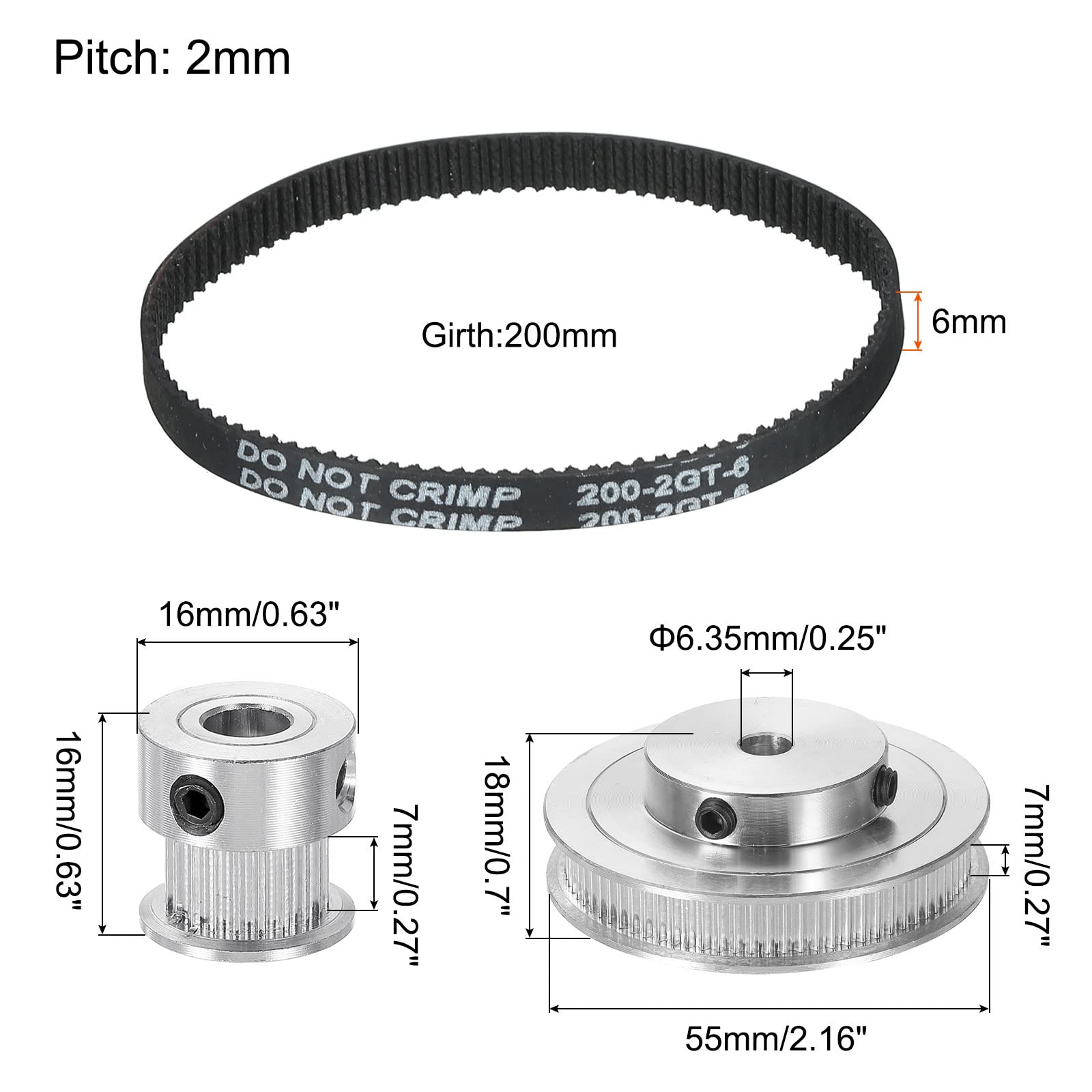 MECCANIXITY Timing Pulley 20&80 Teeth 6.35mm Bore Synchronous Wheel with Belt and Wrench for 3D Printer, CNC Machine