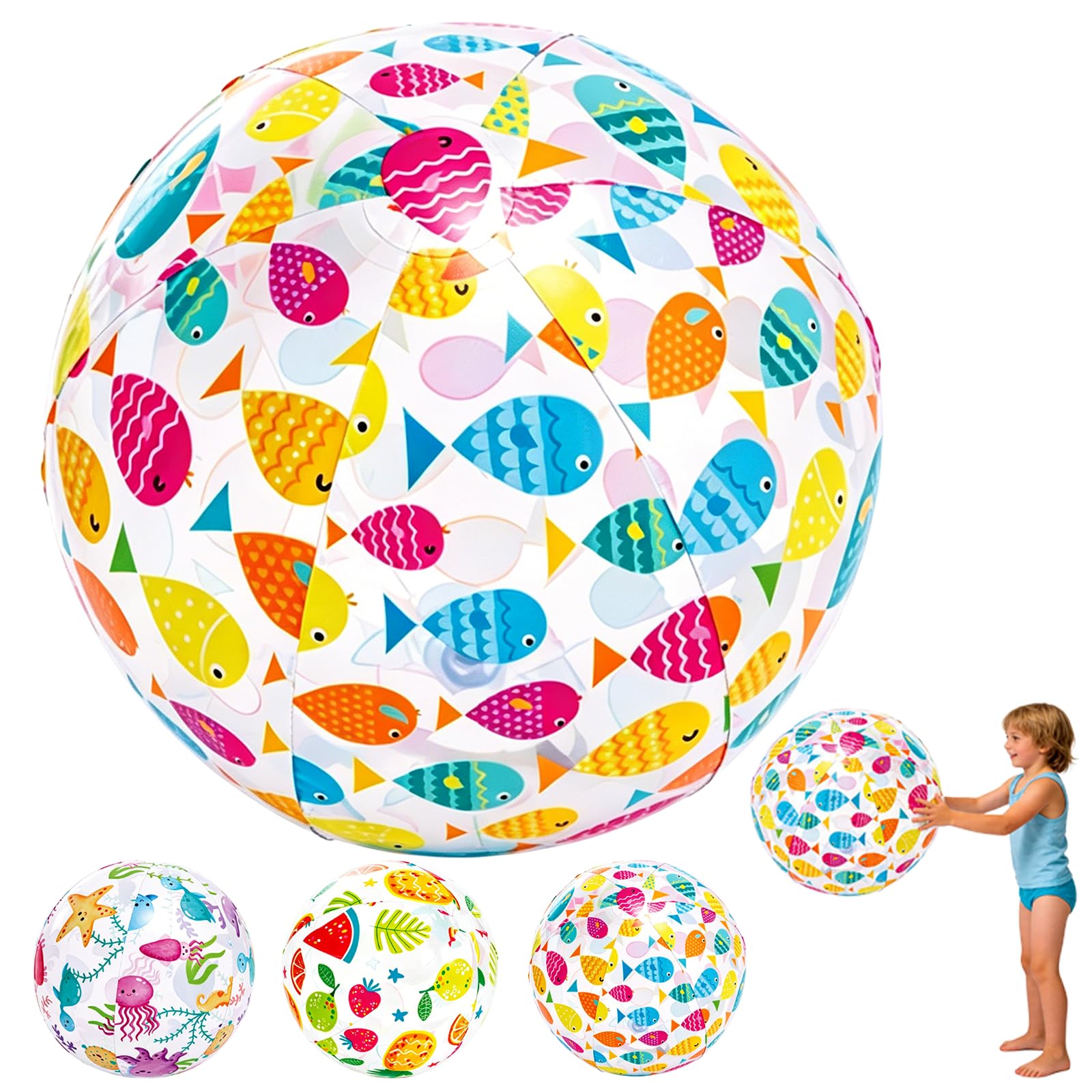 POPOYU 20.1 Inch Inflatable Beach Ball,Giant Inflatable Balls,Swimming Pool Balls,Transparent BeachBalls Large for Swimming Pool Party,Pool Ball for Summer Beach Water Games Pool Party Supplies
