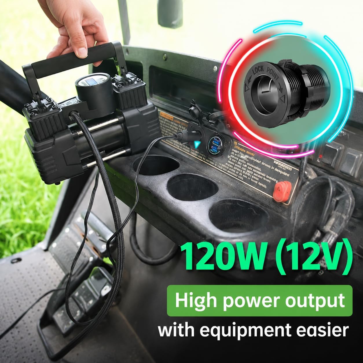 10L0L Universal 12V Dual USB Socket with Cigarette Lighter Outlet