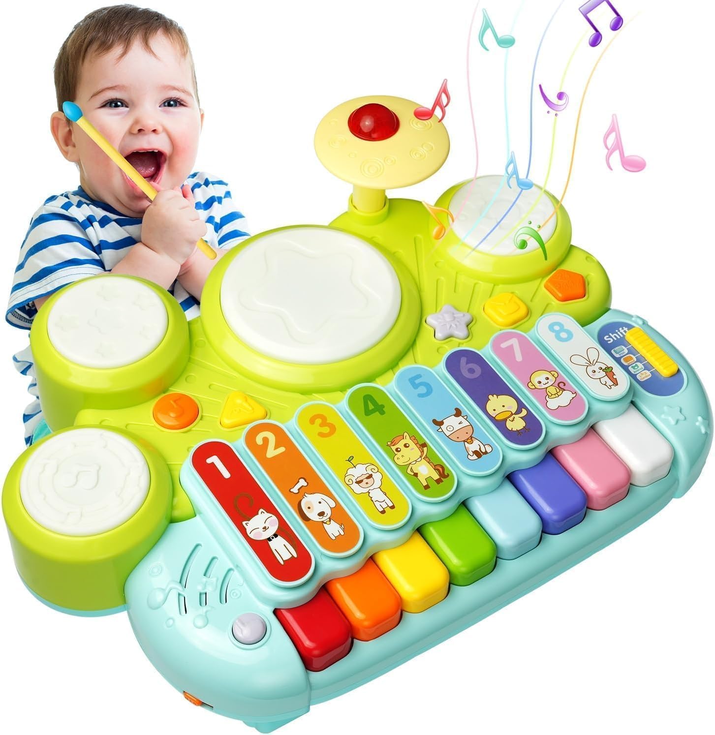 Kids Drum Set for Toddlers Ohuhu 5 in 1 Baby Musical