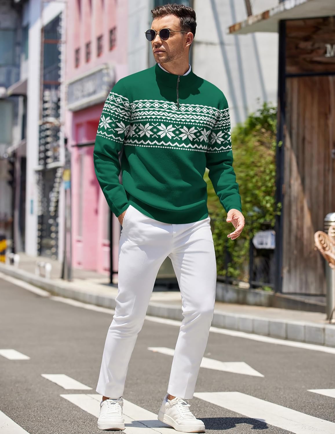 COOFANDY Mens Quarter Zip Pullover Slim Fit Lightweight Knit Pullover Sweaters Casual Polo Sweater