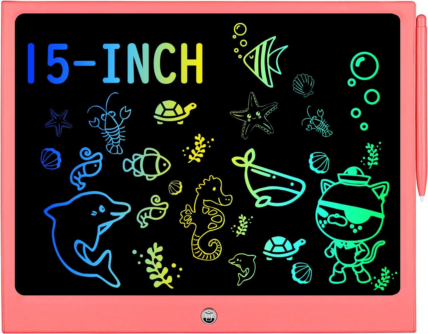 LCD Writing Tablet for Kids, 15 Inch Colorful Electronic Doodle Board for Kids Age 3+ Toys Christmas Birthday Erasable Drawing Tablet Toddler Learning