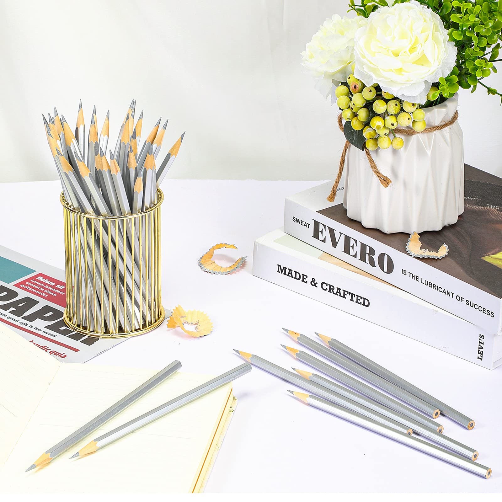 Fuutreo 100 Pieces Silver Welding Marking Pencils Metallic Welders Pencil for Metal Construction Worker Woodworking Welding Marking Tools Supplies for Welders, 7 Inches(Silver) — Amazon image 7