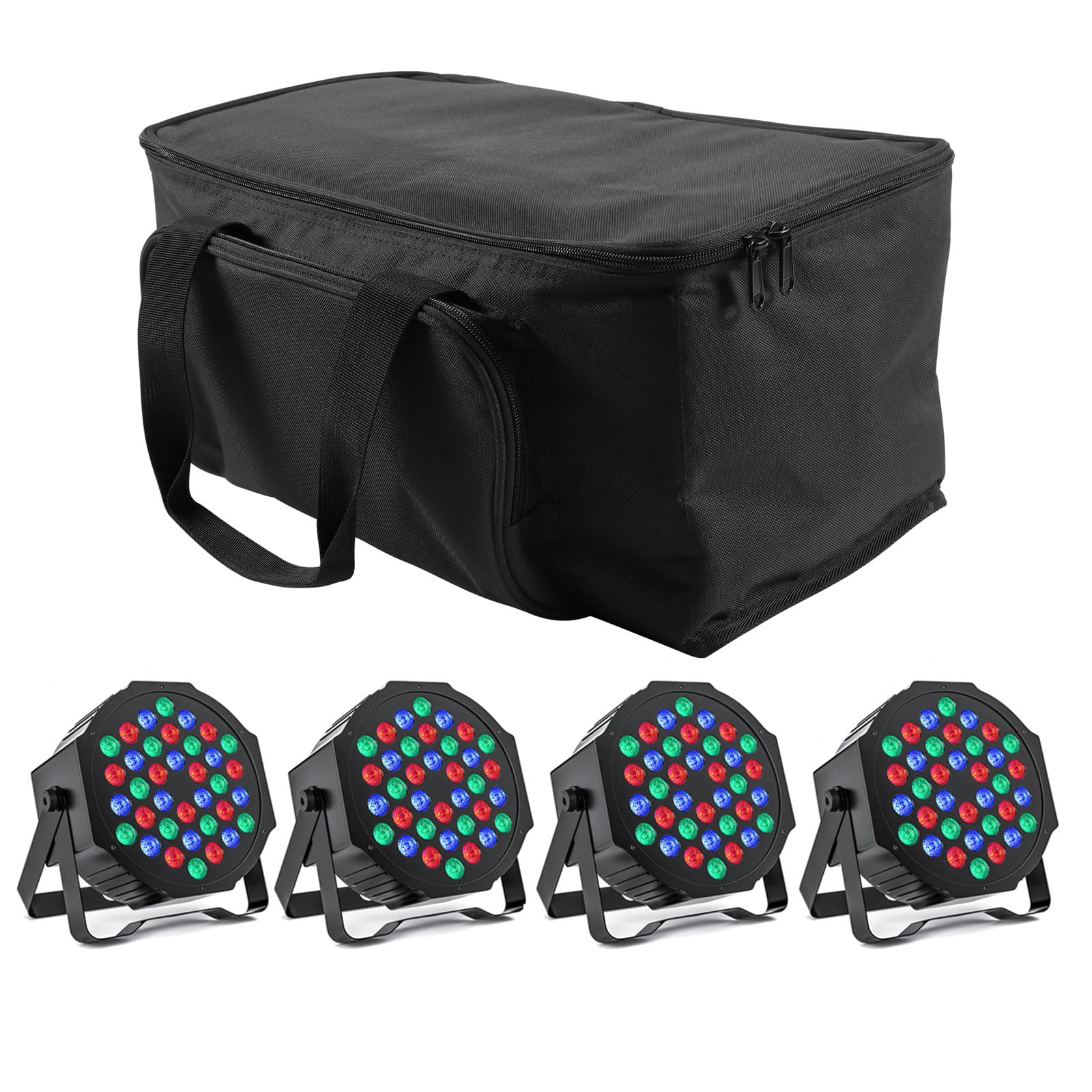 4Pcs with Bag 36 LED Stage Lights 7 Modes RGB Par Lights with Sound Activated DMX512 Control DJ Uplighting for Birthday Party Events Wedding Christmas Stage Lighting