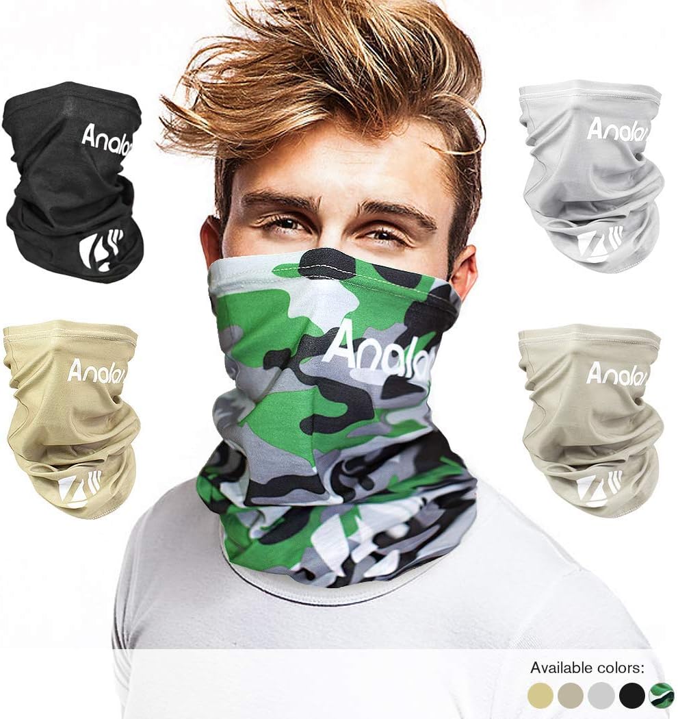 ANALAN Half Face Cover Bandana Neck Gaiter Sun Protection Headwear for Men and Women Girls Boys Outside Sports（Camo）
