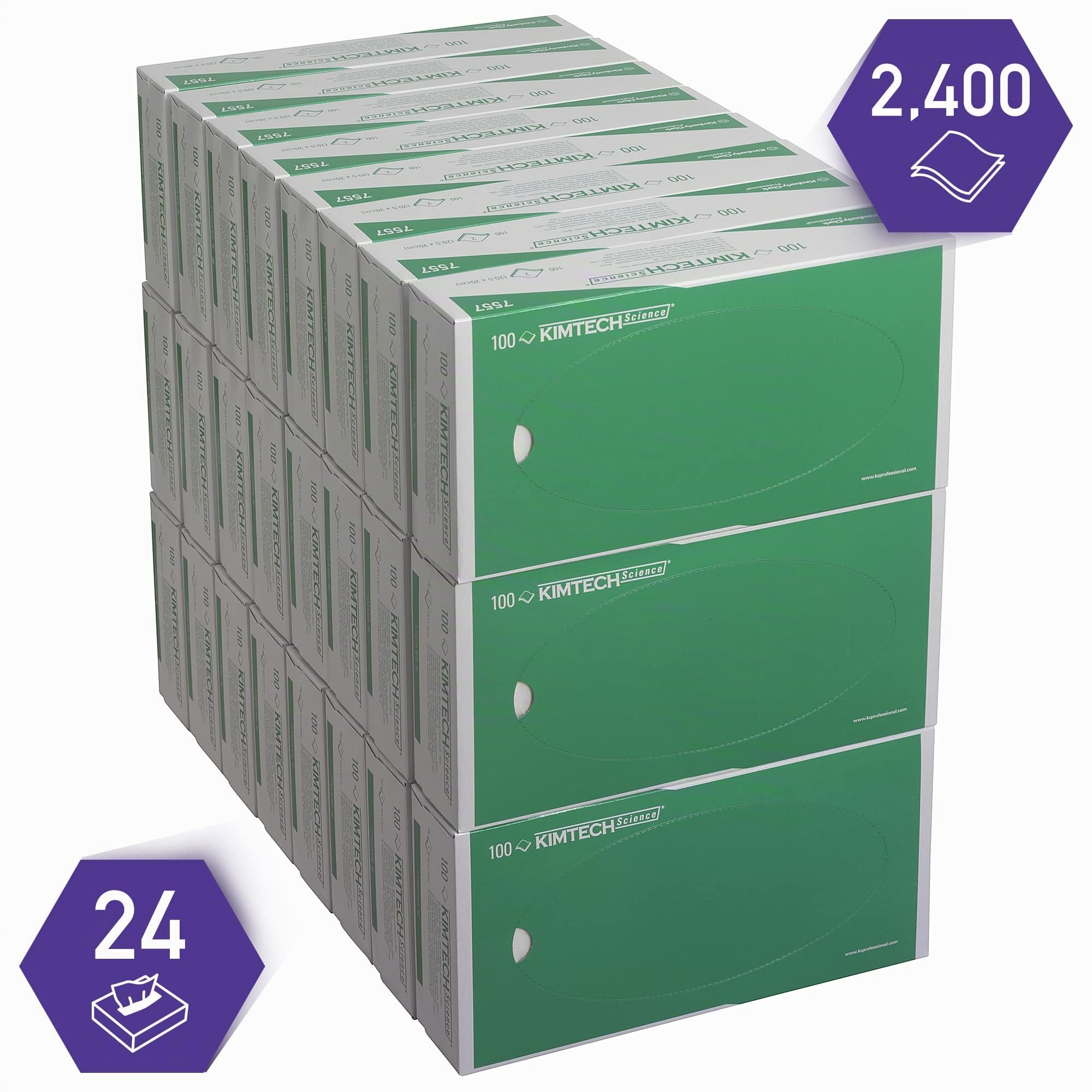 KIMTECH Essuyeurs de précision Kimtech Science 7557 - 24 cartons de 100 formats, 2 épaisseurs, blancs